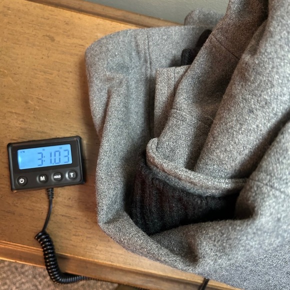 Calvin Klein Women Gray Wool Blend Winter Pea Coat Knit Collar and cuff Size 14 - Picture 12 of 13